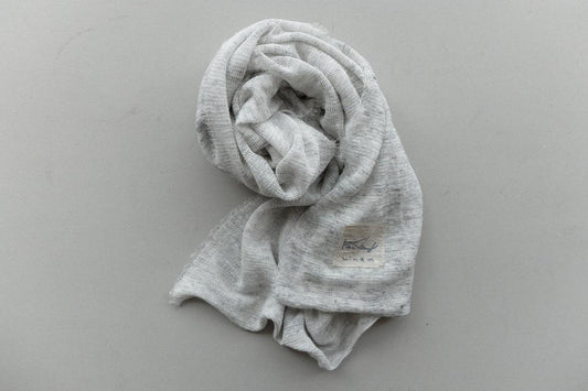 リネンニットストール｜Lグレー×ホワイト