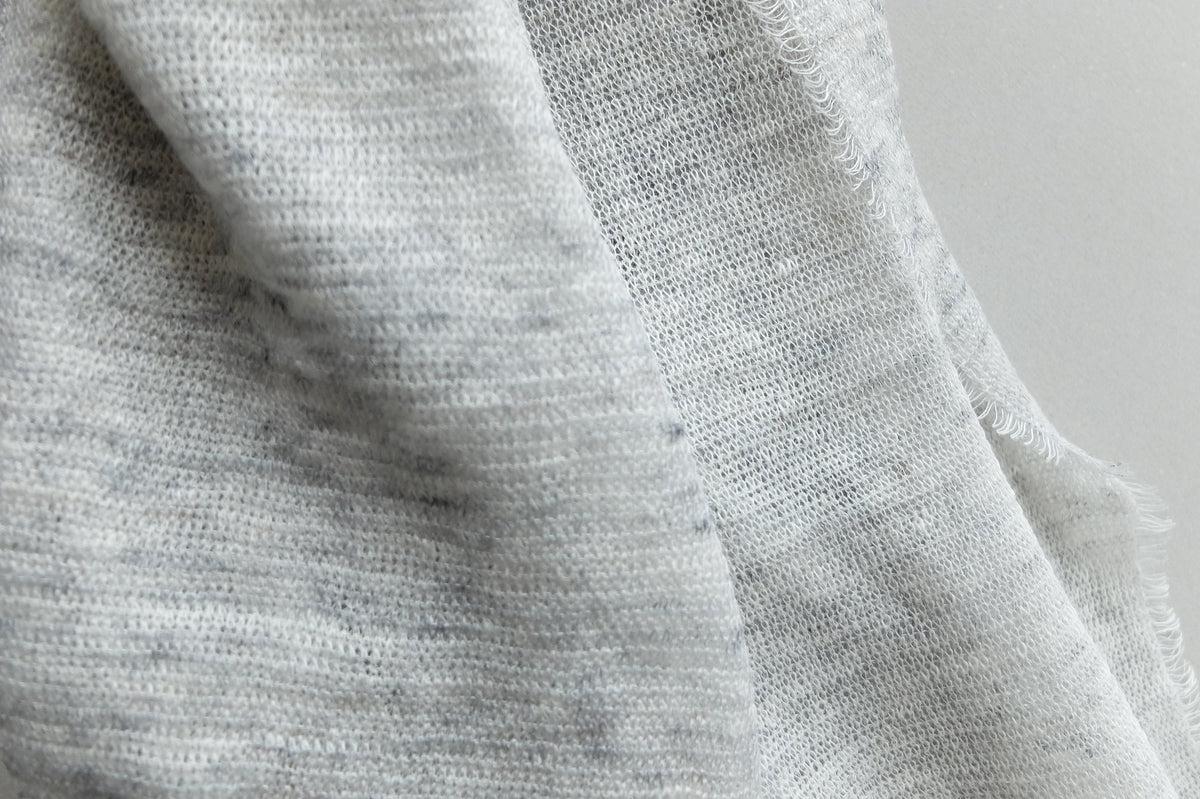 リネンニットストール｜Lグレー×ホワイト