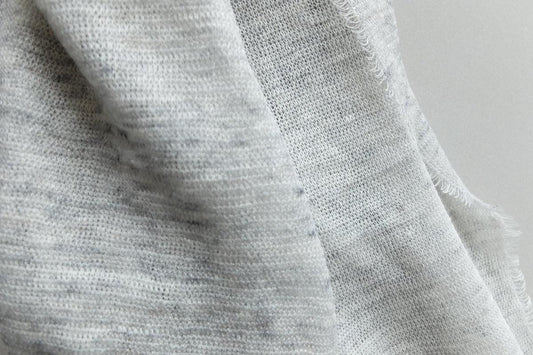 リネンニットストール｜Lグレー×ホワイト