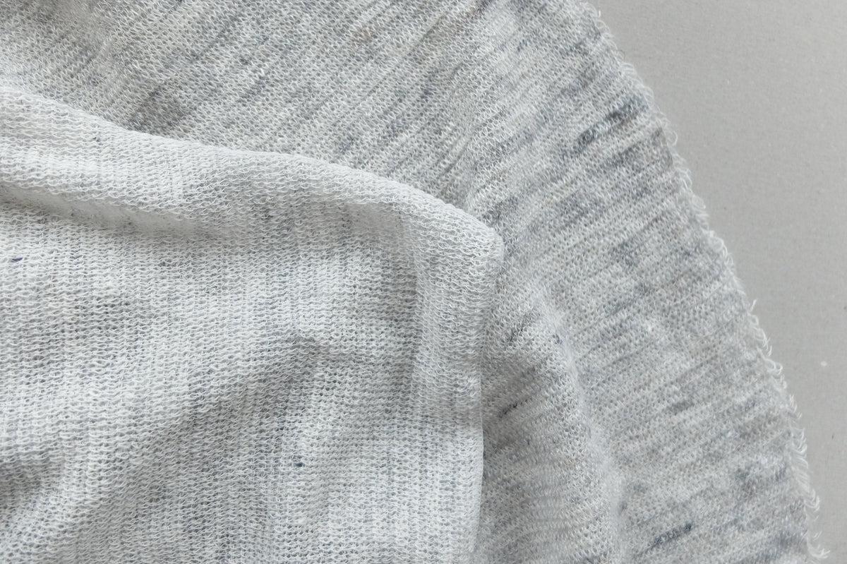 リネンニットストール｜Lグレー×ホワイト