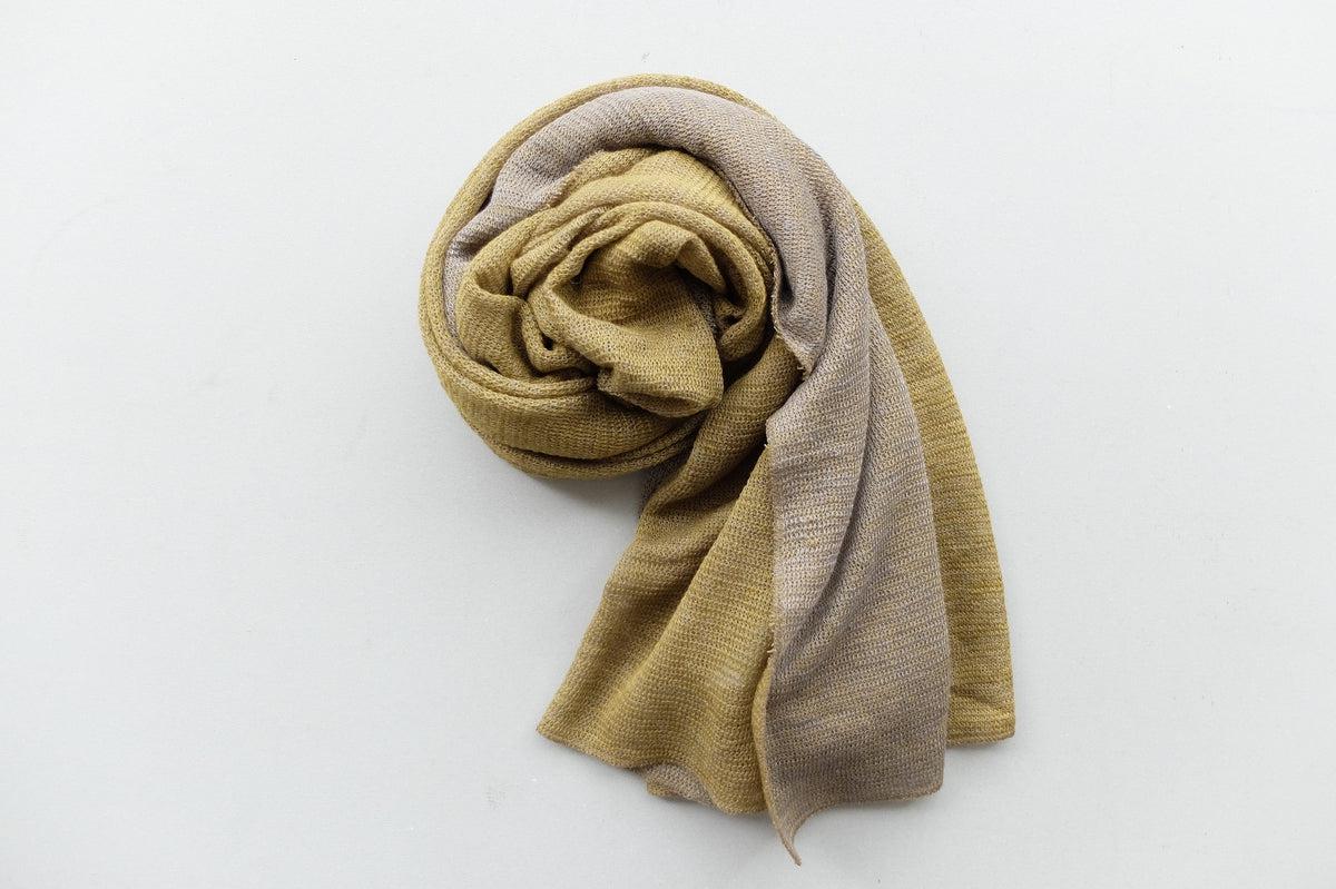 リネンニットストール｜オリーブ×ナチュラル
