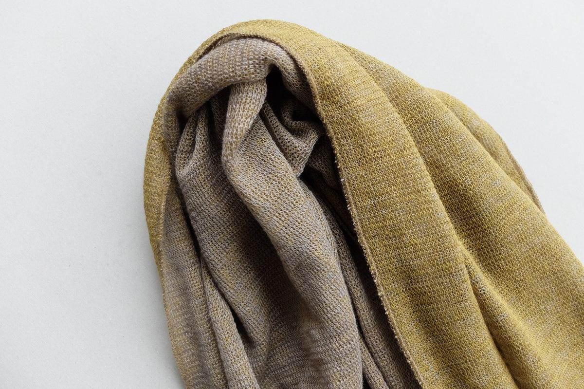 リネンニットストール｜オリーブ×ナチュラル