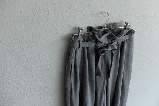 きるもの 袴パンツ|オーガニックコットン鹿の子編み グレー|unisex freesize