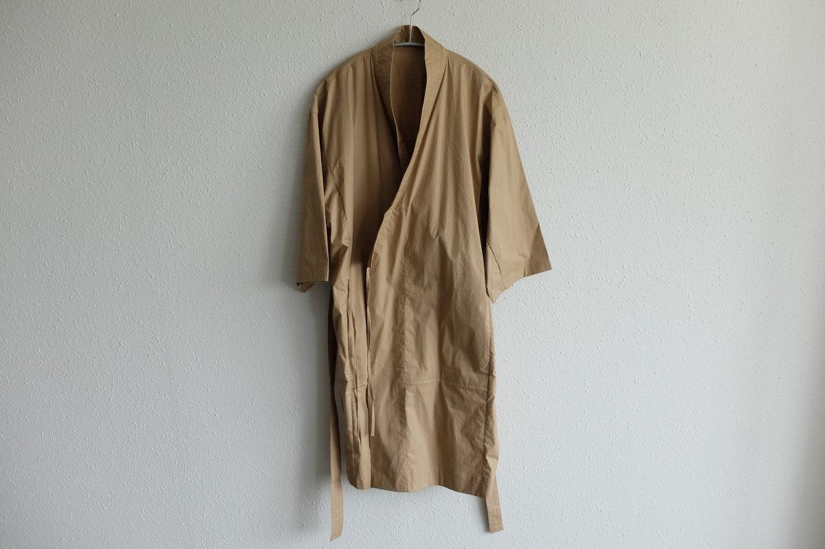 きるもの｜道着ローブ｜タイプライターストレッチ うす茶｜unisex freesize