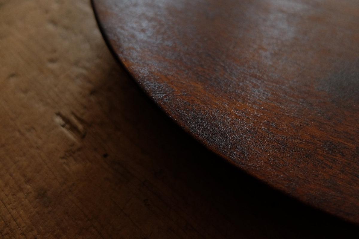 拭き漆のろくろ挽きの木皿 栃の木 24cm