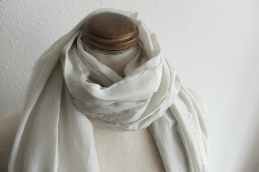 enrica cottonsilk scarf｜sesami-light grey