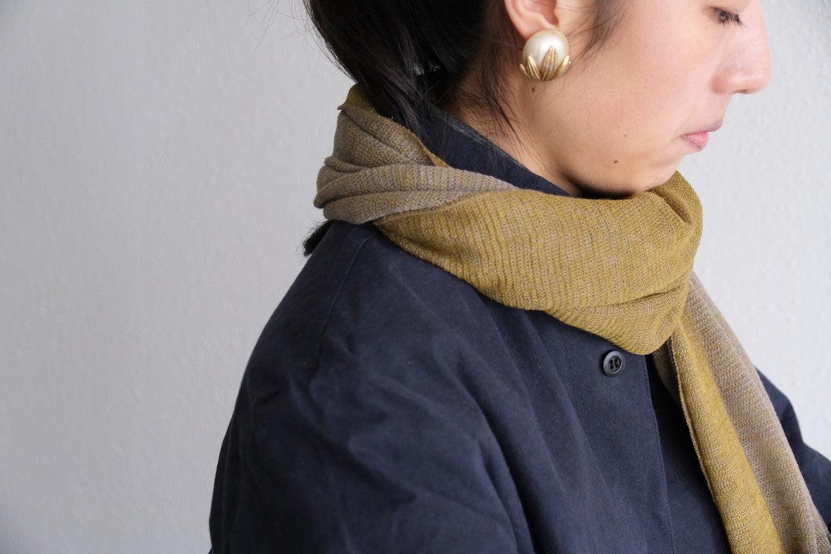 リネンニットストール｜レッド×スカーレットオレンジ