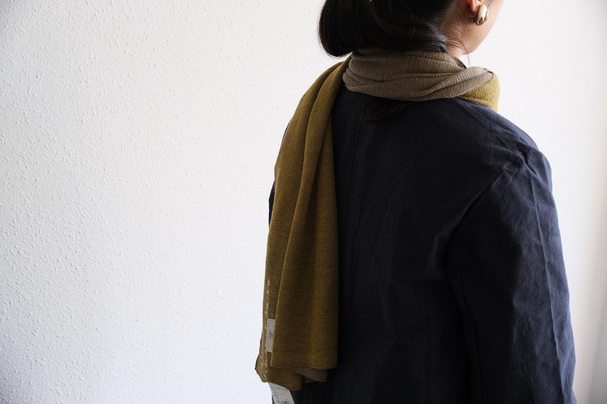 リネンニットストール｜オリーブ×ナチュラル