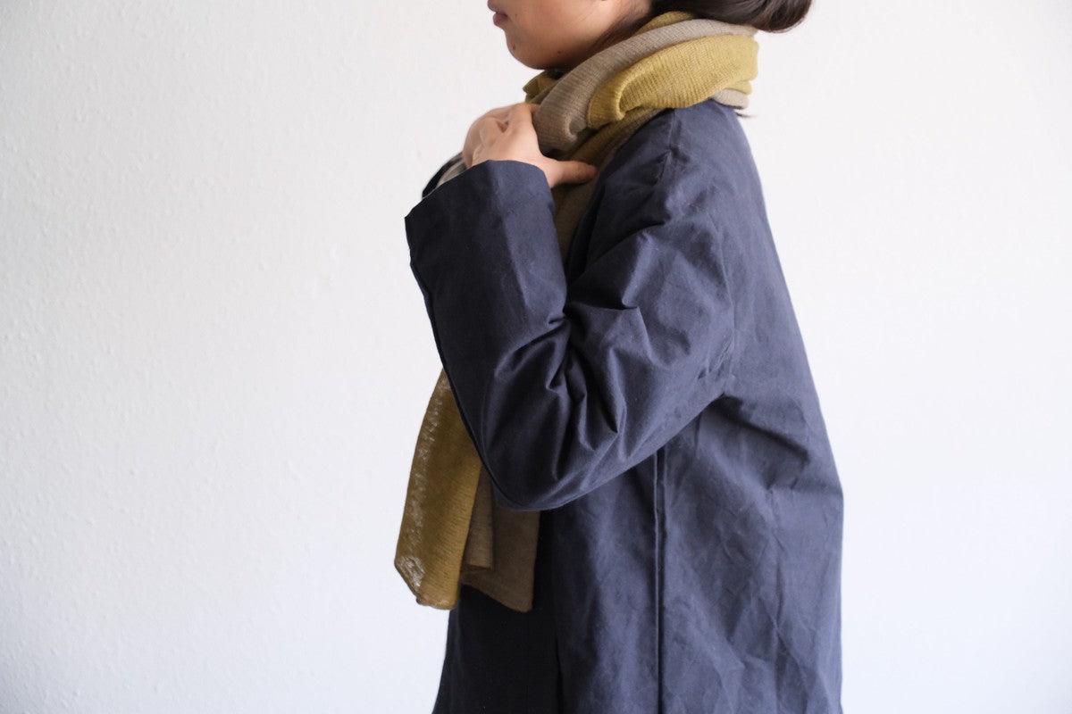 リネンニットストール｜オリーブ×ナチュラル