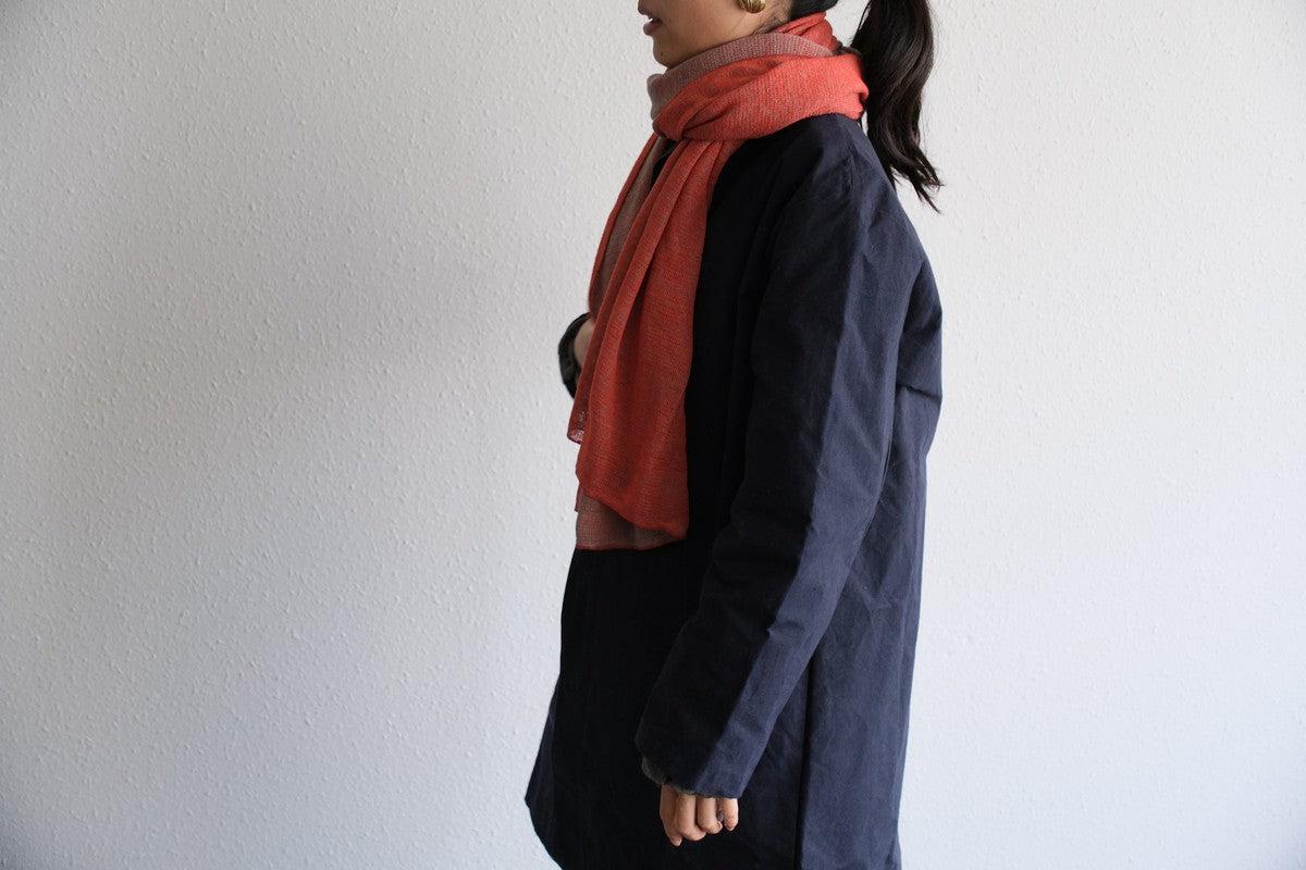 リネンニットストール｜オレンジ×ナチュラル