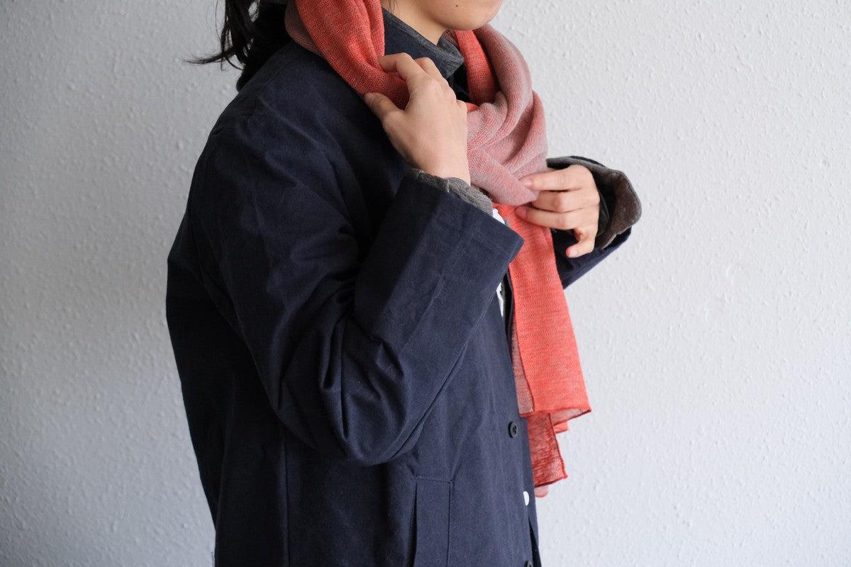 リネンニットストール｜オレンジ×ナチュラル