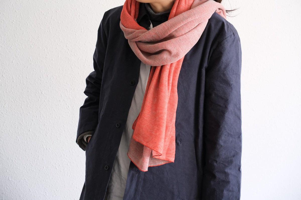 リネンニットストール｜オレンジ×ナチュラル
