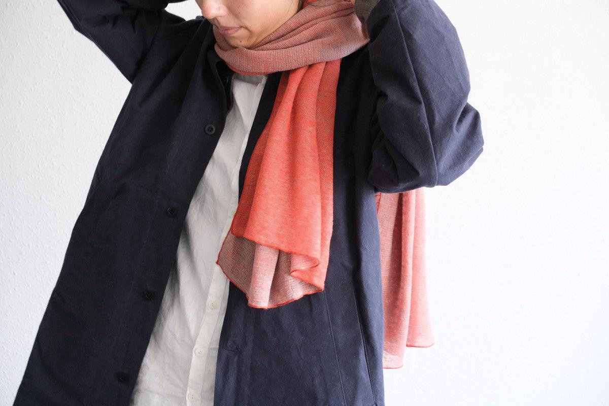 リネンニットストール｜オレンジ×ナチュラル