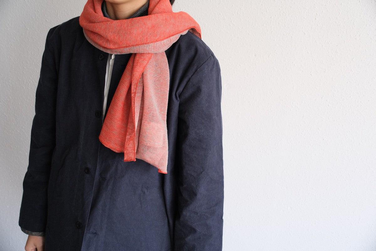 リネンニットストール｜オレンジ×ナチュラル