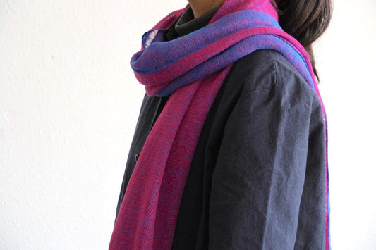 リネンニットストール|パープル×ピンク