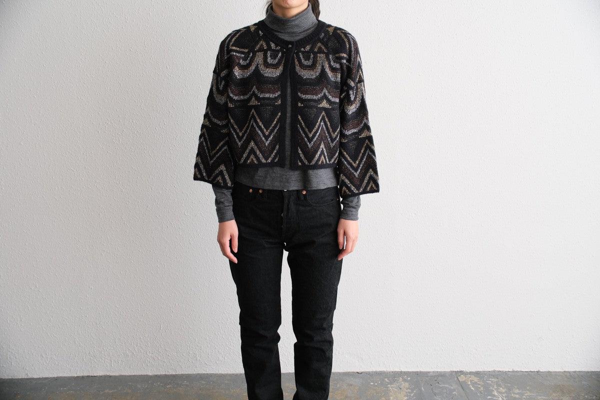 【new】enrica ジャガードニット ボレロ / black
