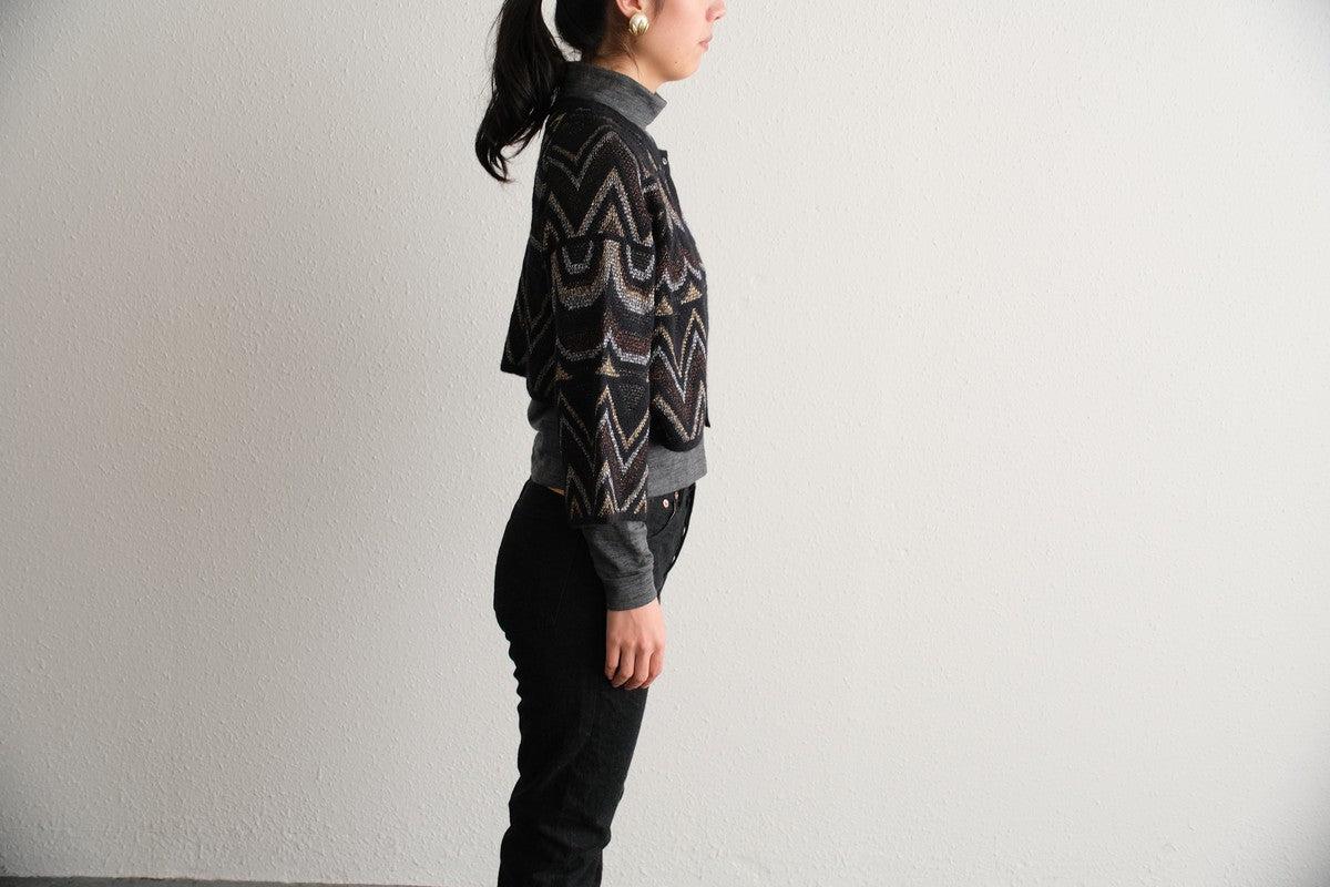 【new】enrica ジャガードニット ボレロ / black