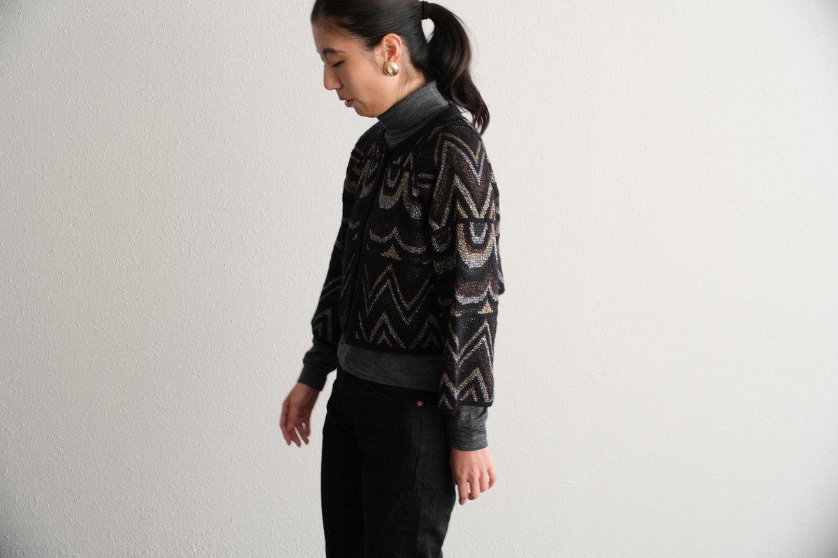 【new】enrica ジャガードニット ボレロ / black