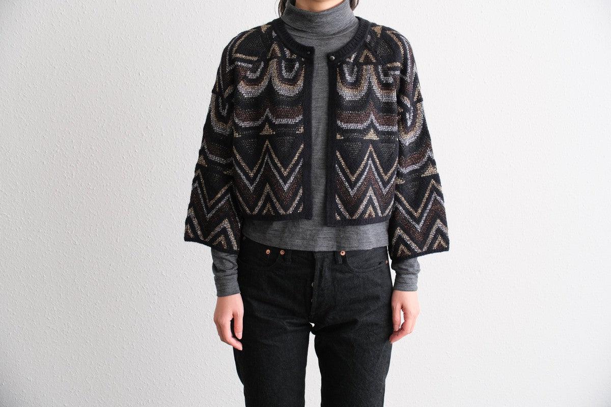 【new】enrica ジャガードニット ボレロ / black