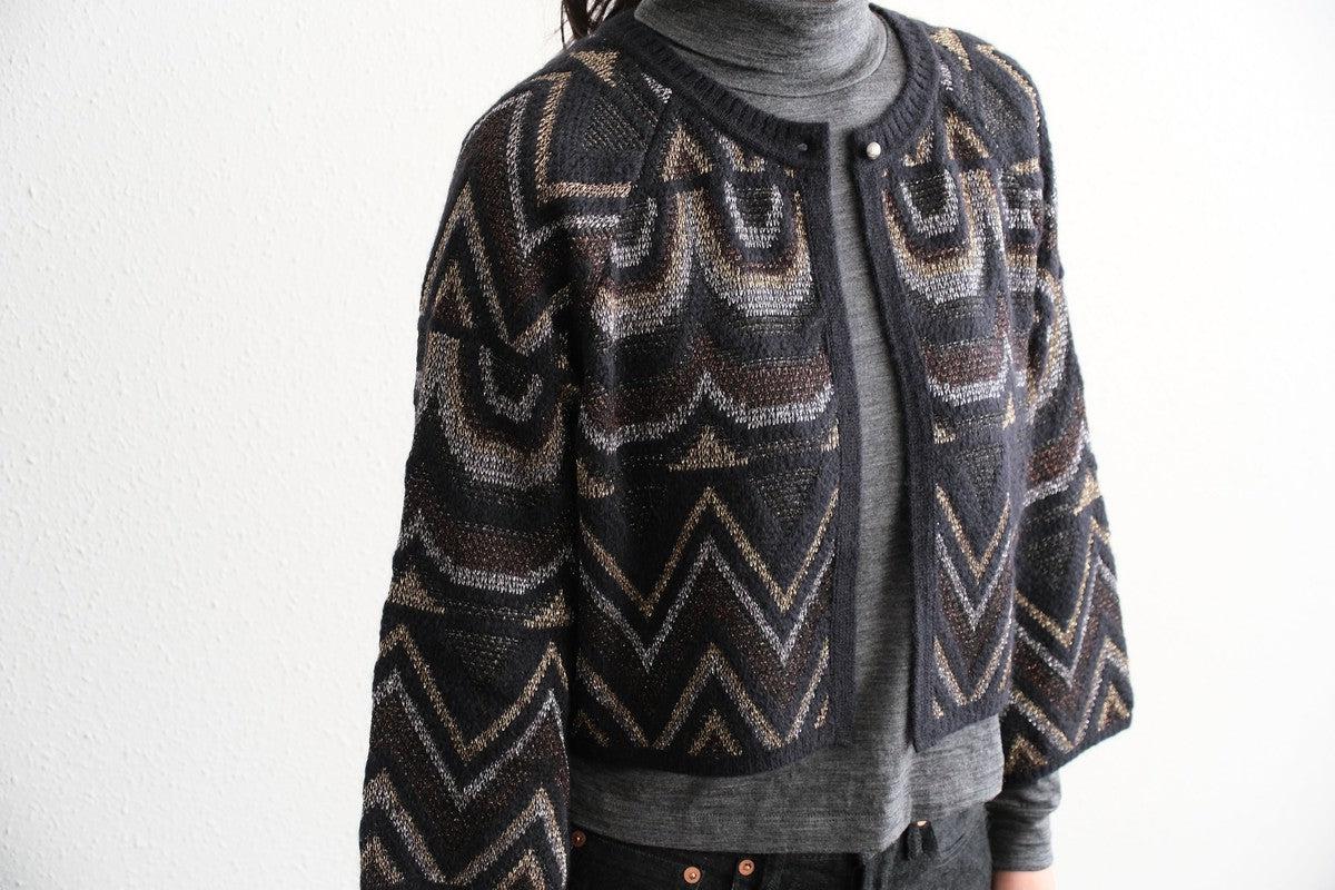 【new】enrica ジャガードニット ボレロ / black