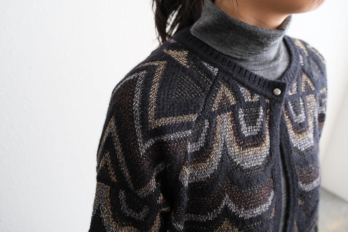 【new】enrica ジャガードニット ボレロ / black