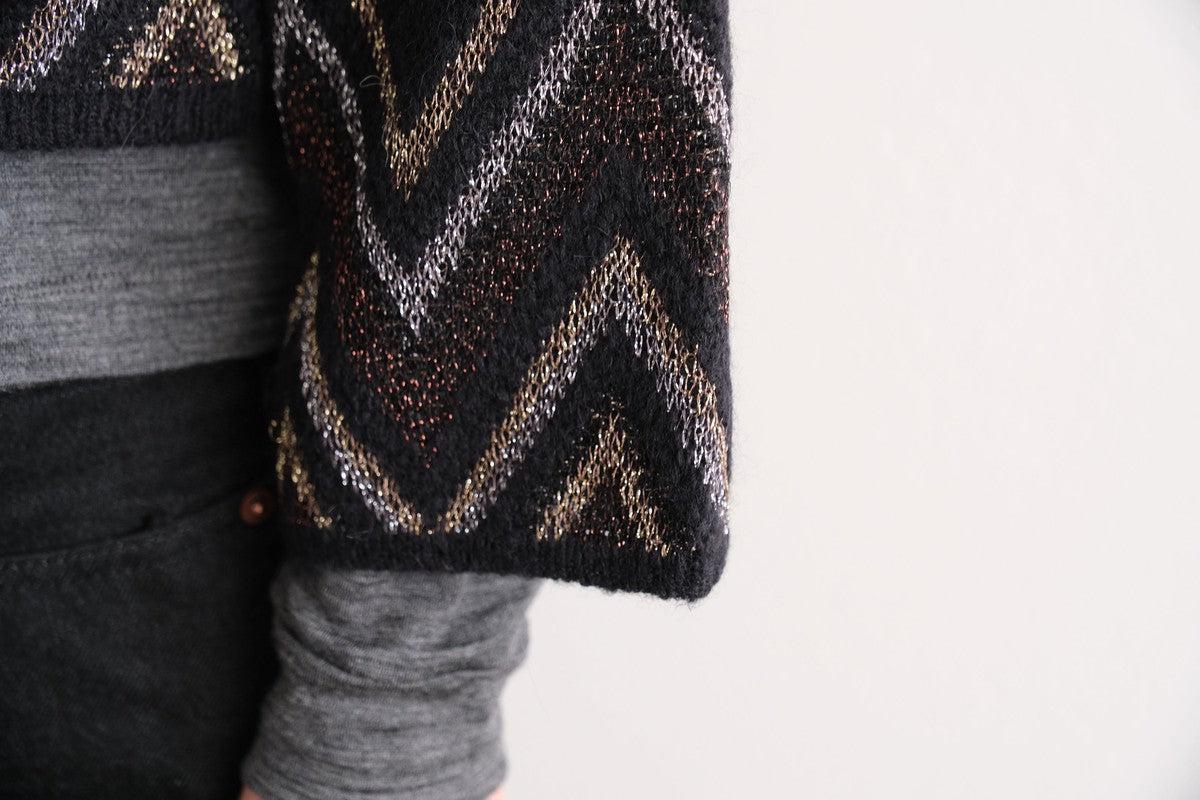 【new】enrica ジャガードニット ボレロ / black