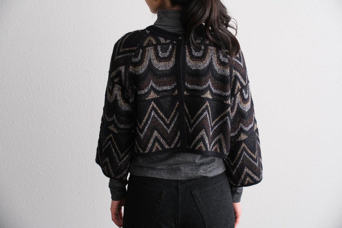 【new】enrica ジャガードニット ボレロ / black