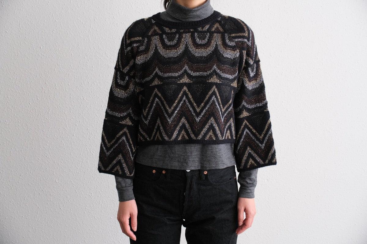 【new】enrica ジャガードニット ボレロ / black