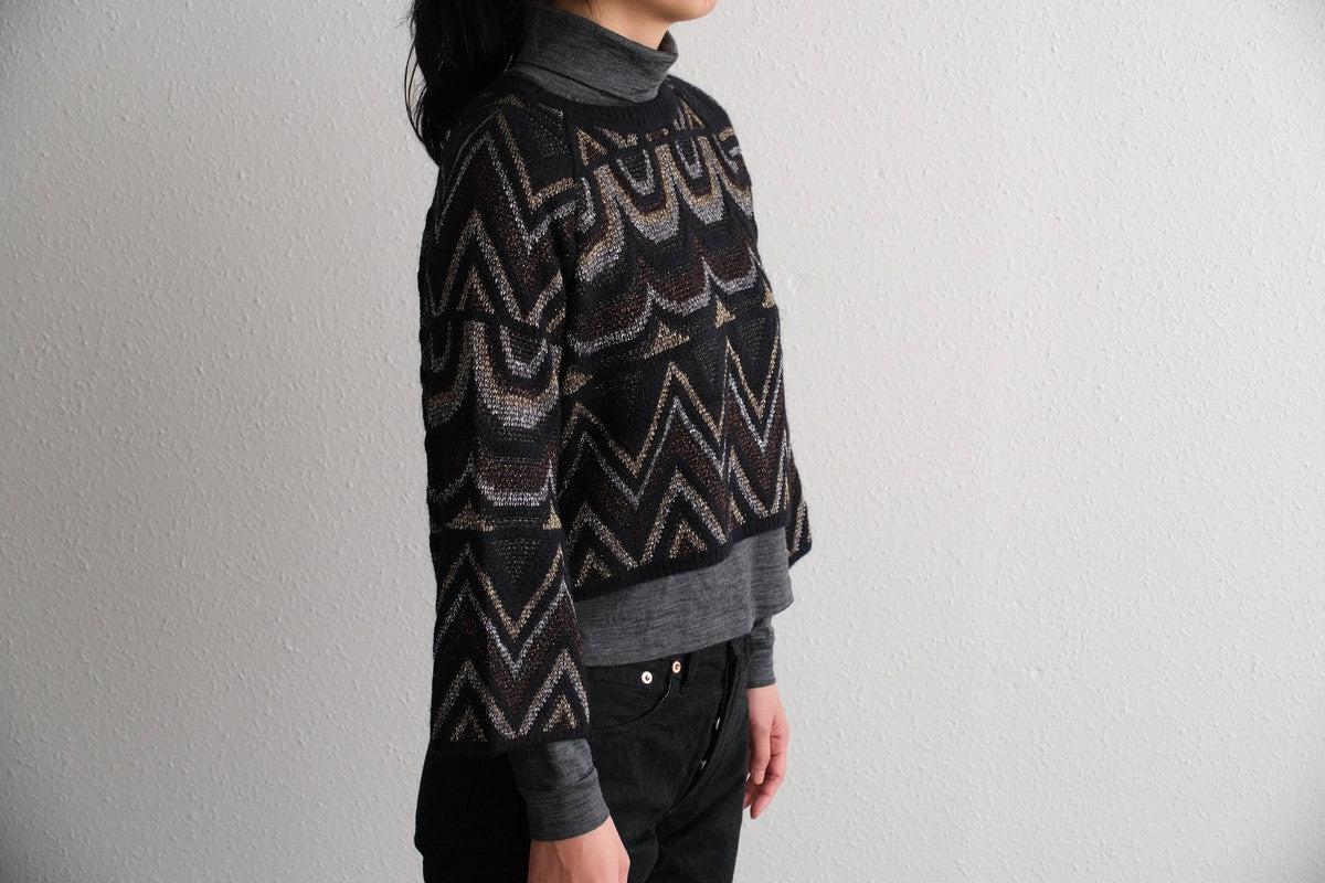 【new】enrica ジャガードニット ボレロ / black