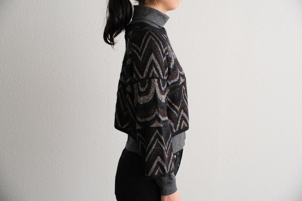 【new】enrica ジャガードニット ボレロ / black