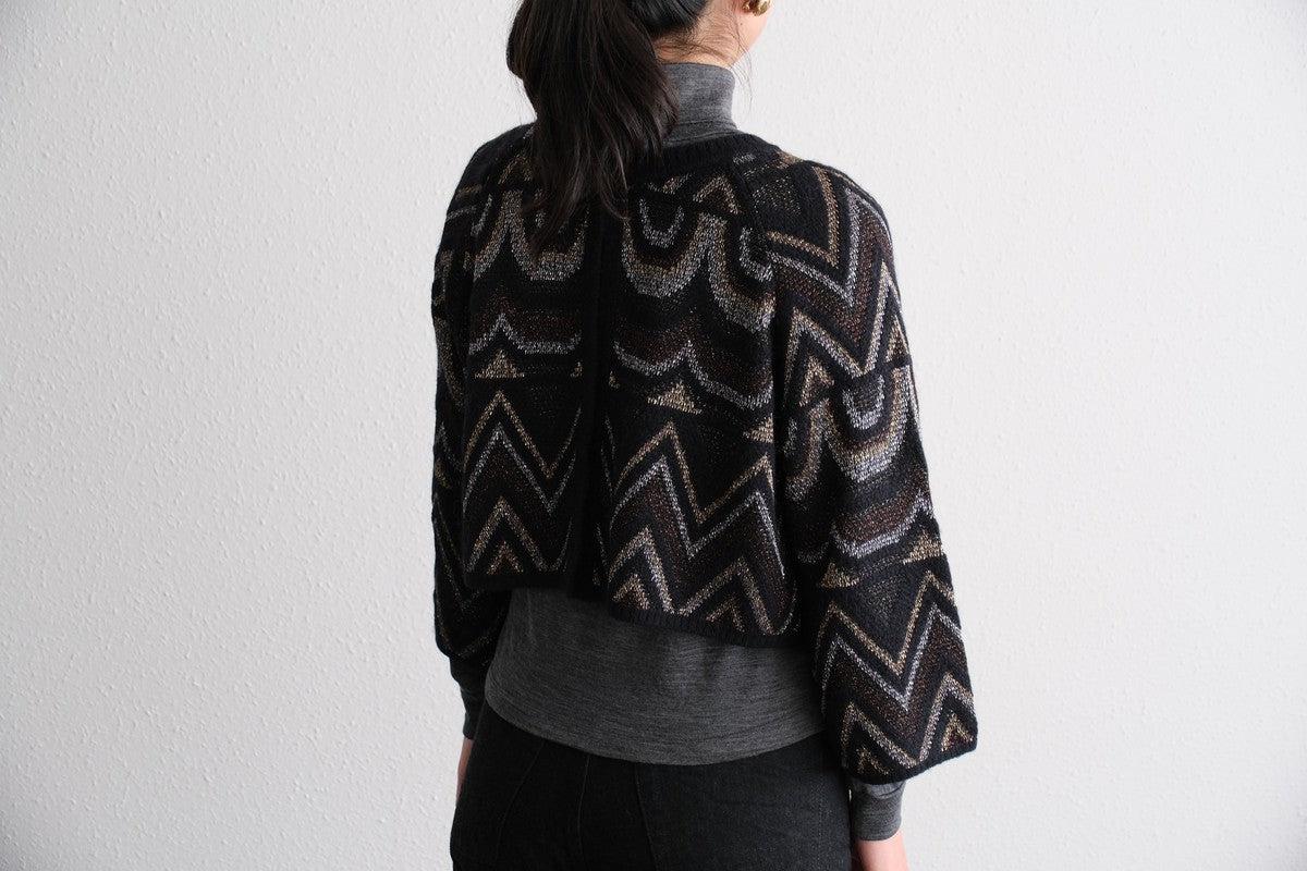 【new】enrica ジャガードニット ボレロ / black
