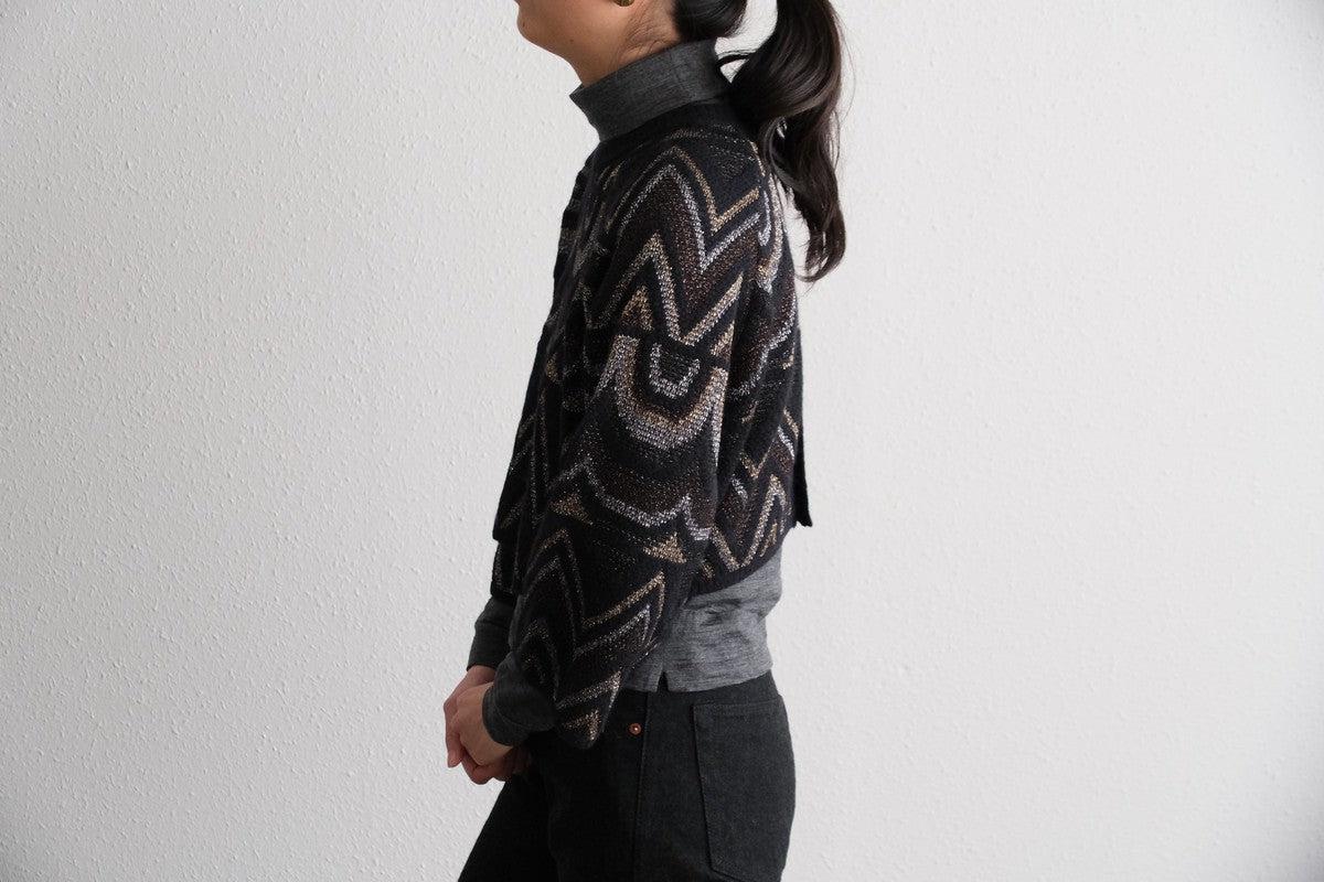【new】enrica ジャガードニット ボレロ / black
