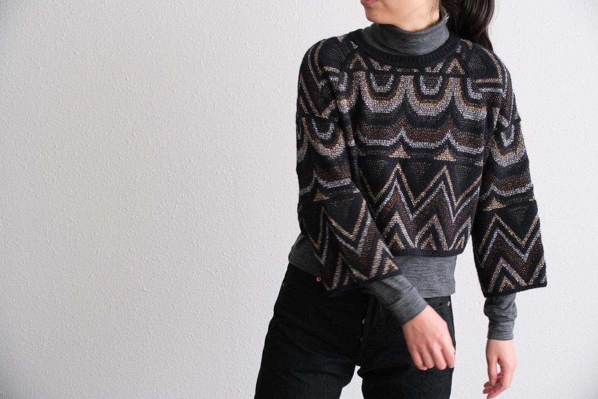 【new】enrica ジャガードニット ボレロ / black