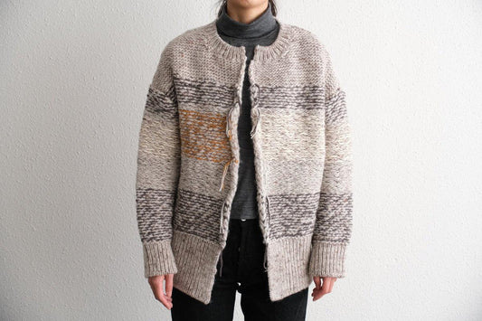 【new】enrica 厚手ニットカーディガン マルチボーダー