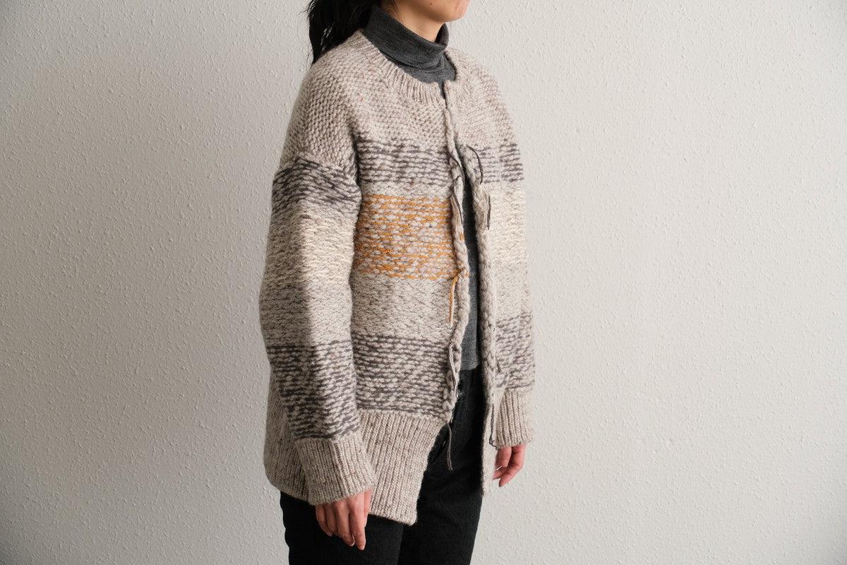 【new】enrica 厚手ニットカーディガン マルチボーダー