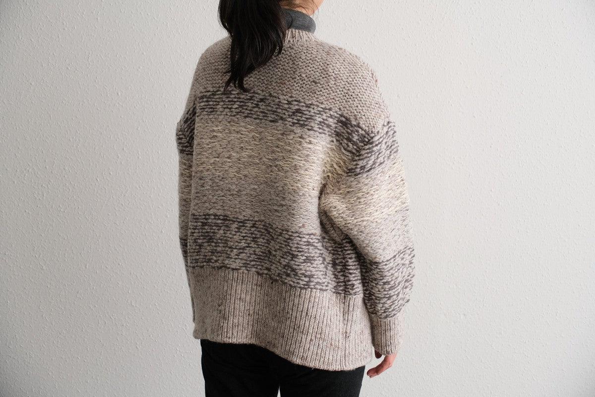 【new】enrica 厚手ニットカーディガン マルチボーダー