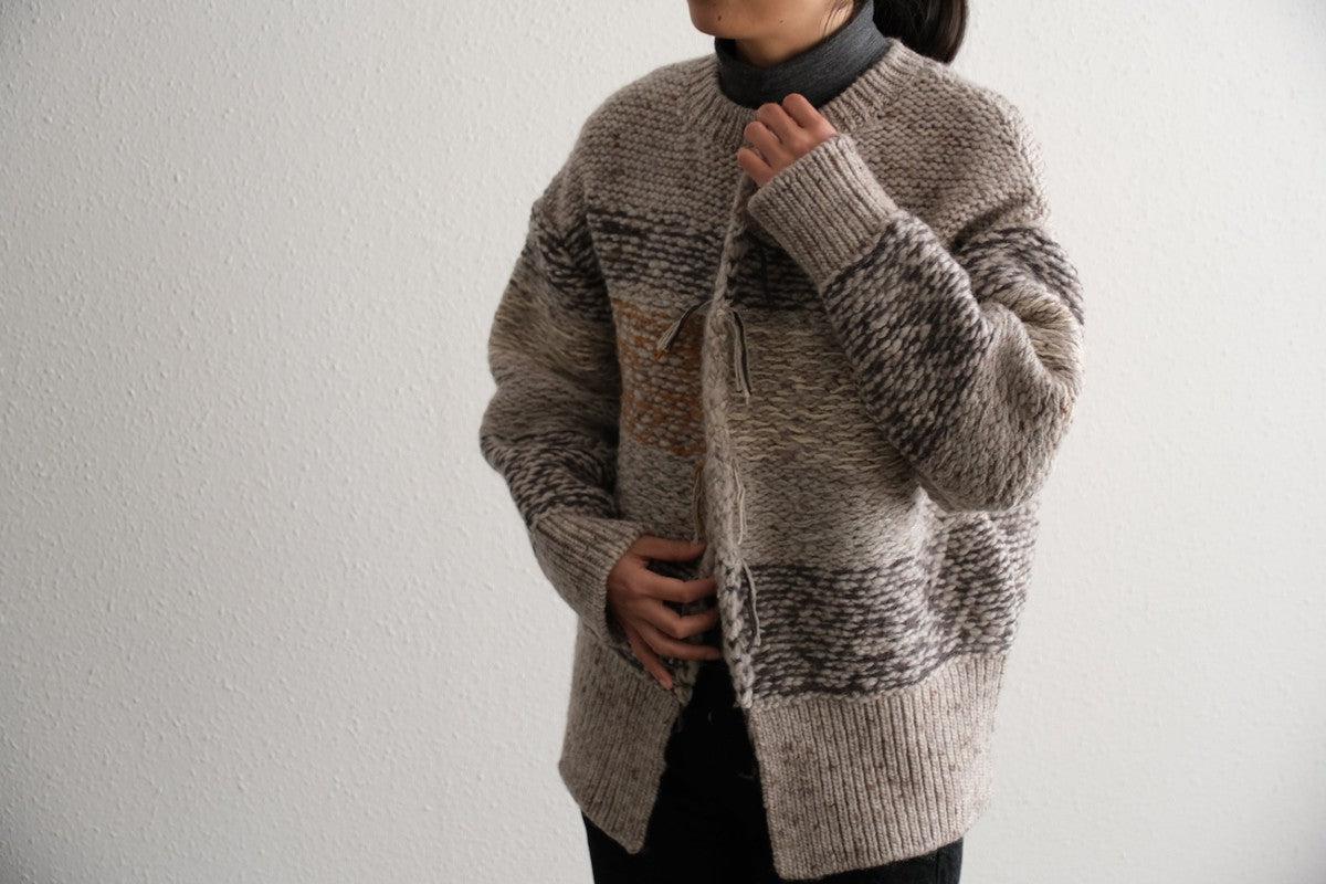 【new】enrica 厚手ニットカーディガン マルチボーダー