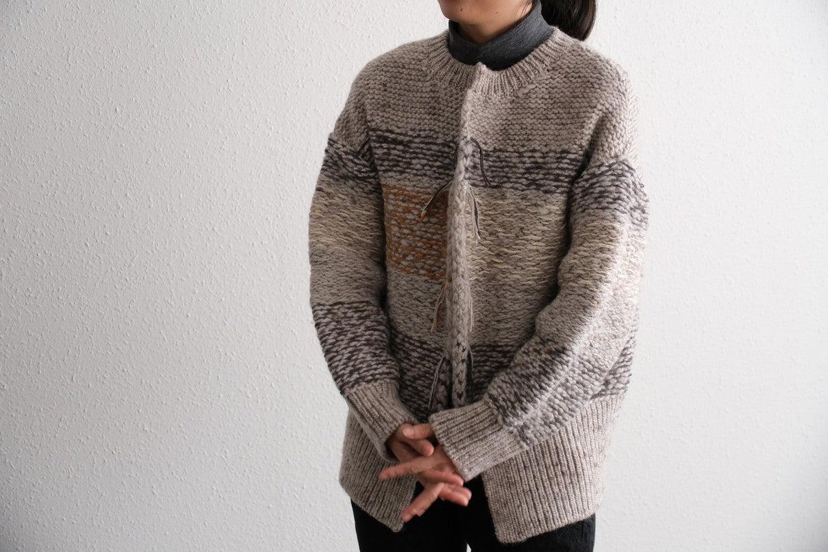 【new】enrica 厚手ニットカーディガン マルチボーダー