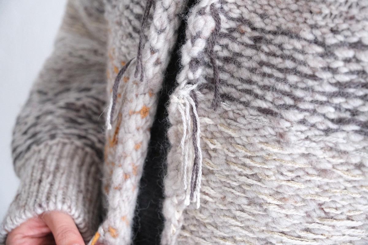 【new】enrica 厚手ニットカーディガン マルチボーダー