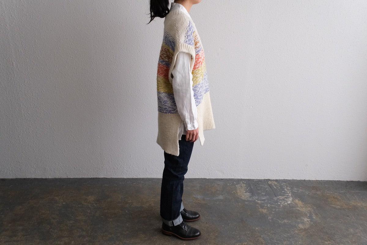 【new】enrica 厚手ニットチュニックベスト マルチボーダー