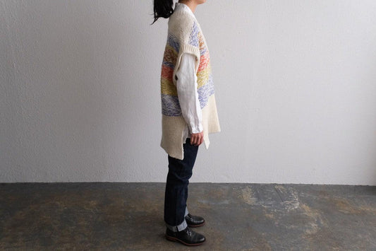 【new】enrica 厚手ニットチュニックベスト マルチボーダー