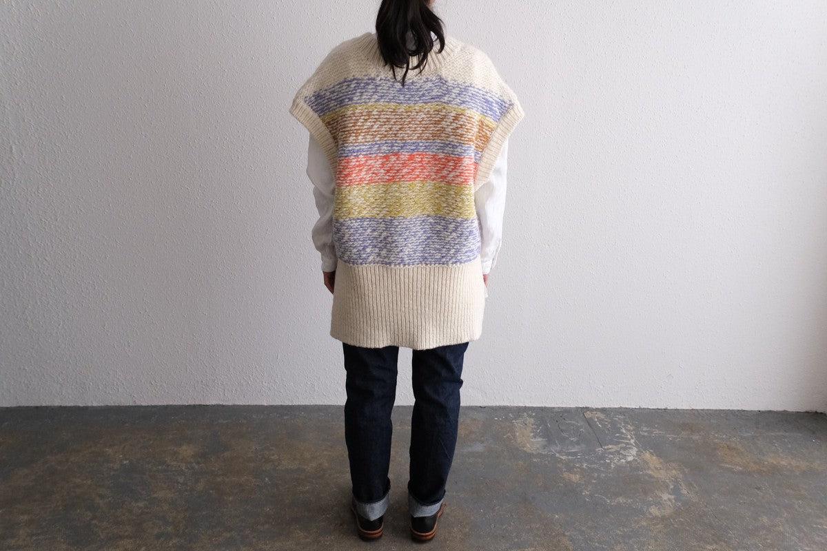 【new】enrica 厚手ニットチュニックベスト マルチボーダー