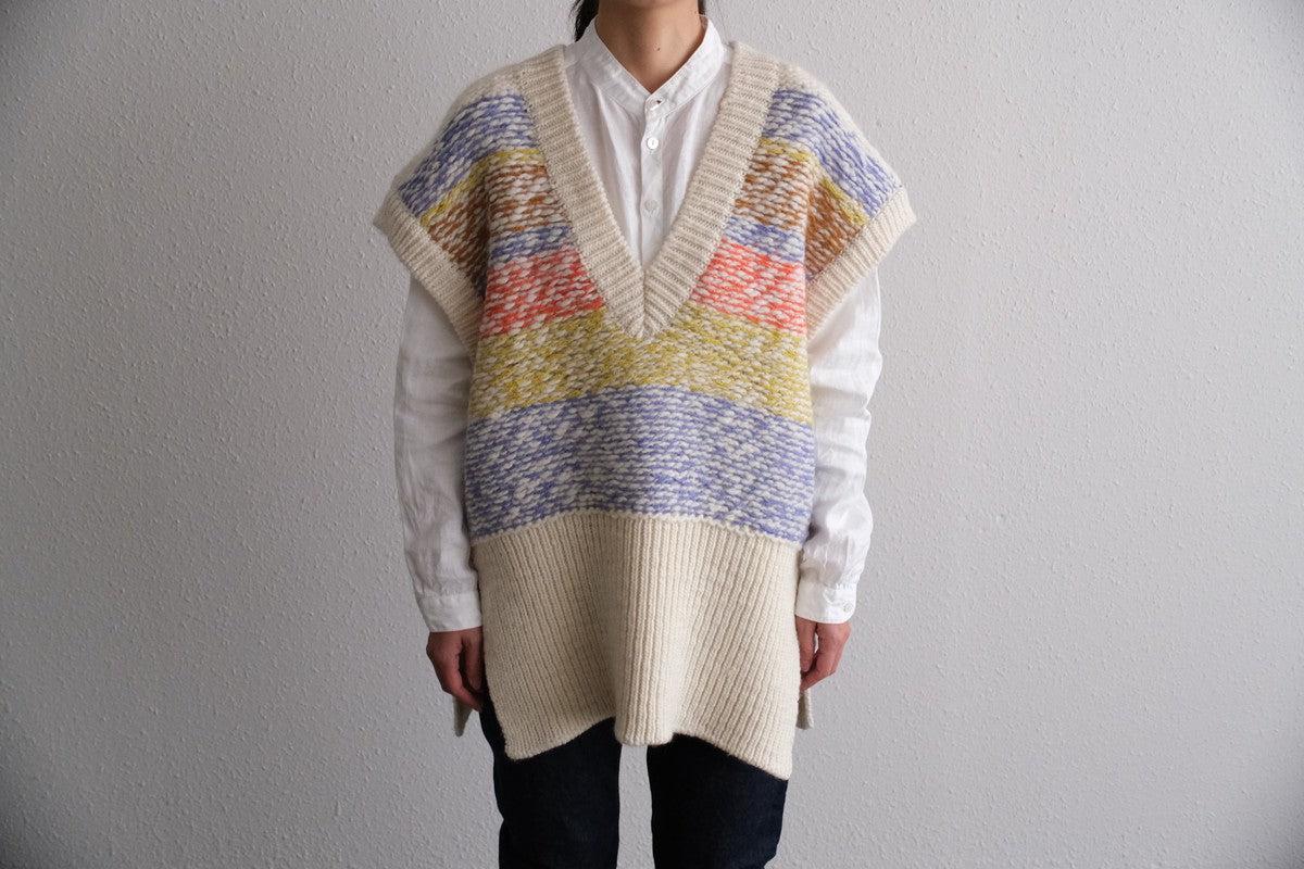 【new】enrica 厚手ニットチュニックベスト マルチボーダー