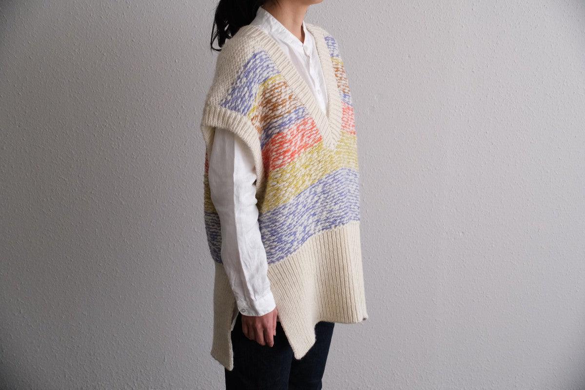 【new】enrica 厚手ニットチュニックベスト マルチボーダー