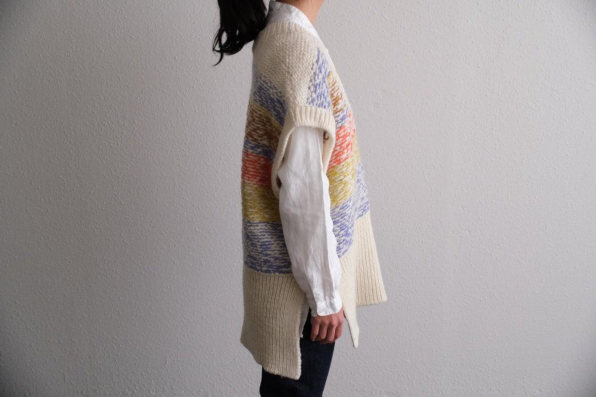 【new】enrica 厚手ニットチュニックベスト マルチボーダー