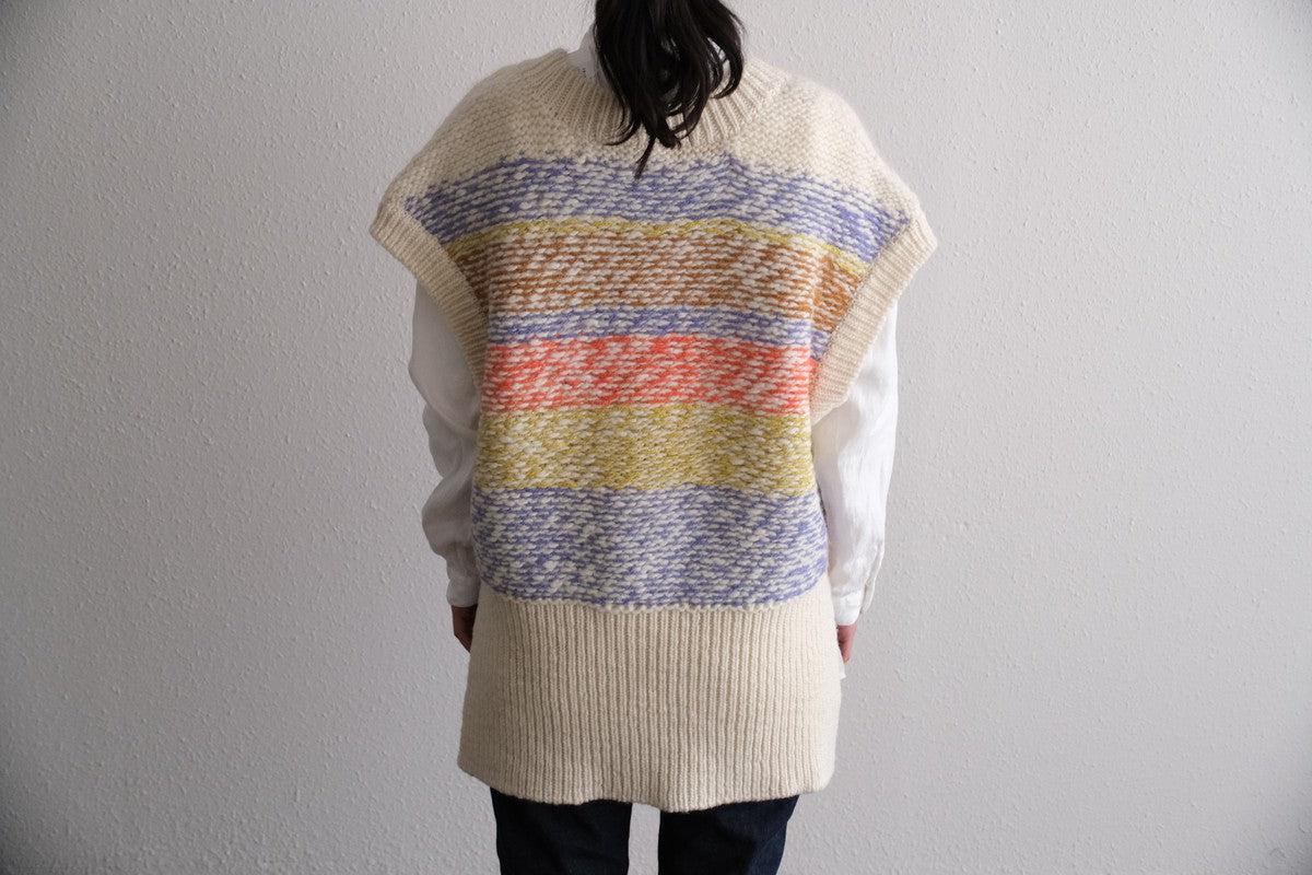 【new】enrica 厚手ニットチュニックベスト マルチボーダー