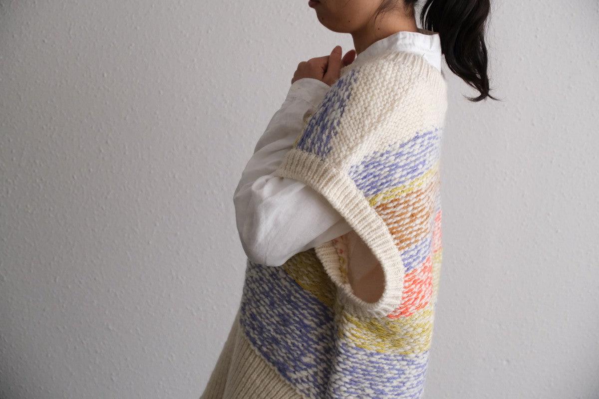 【new】enrica 厚手ニットチュニックベスト マルチボーダー