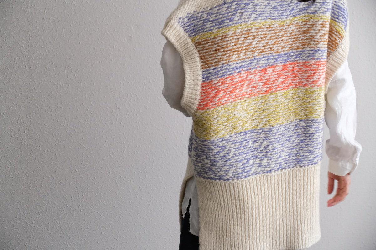 【new】enrica 厚手ニットチュニックベスト マルチボーダー