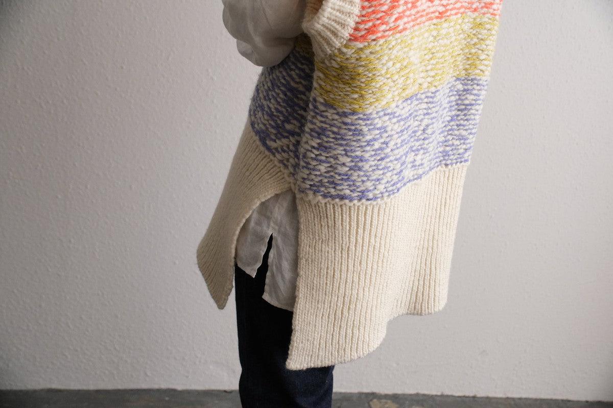 【new】enrica 厚手ニットチュニックベスト マルチボーダー