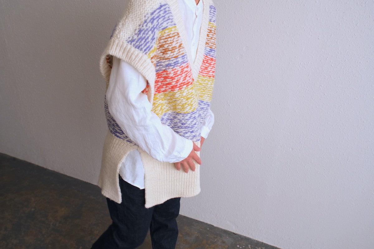 【new】enrica 厚手ニットチュニックベスト マルチボーダー